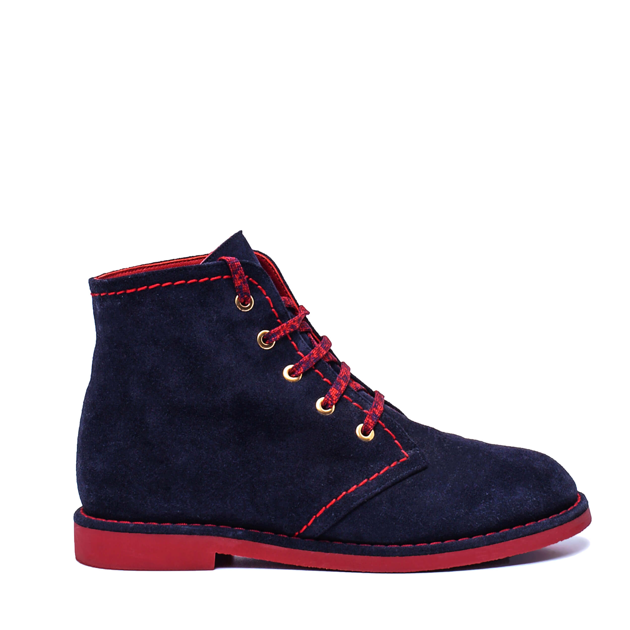 Chanel - Navy Blue Suede Calfskin Lace Up Short Boots / 38